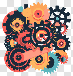 Cogset - Colorful Gears And Cogs Illustration Transparent PNG