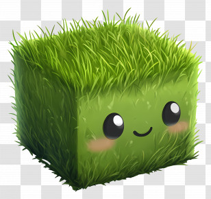 Grass Tile - Cute Grass Block With Face Transparent PNG