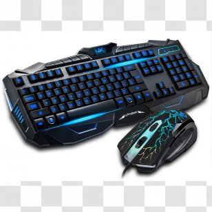 Computer Keyboard Mouse Laptop Gamer Backlight - Electric Blue Transparent PNG