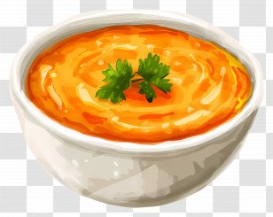 Vegetable Puree - Bowl Of Creamy Pumpkin Soup With Garnish Transparent PNG
