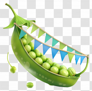 Cute Green Pea Pod - Pea Pod With Colorful Banners Transparent PNG