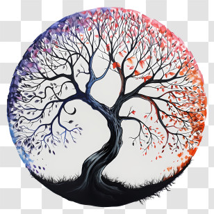 Tree Of Life - Artistic Tree Of Seasons In Circular Format Transparent PNG
