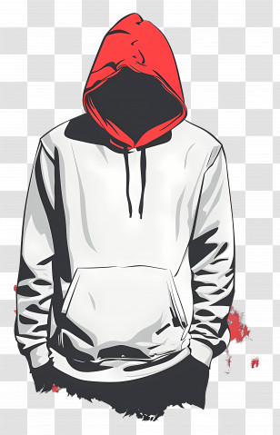 Hoodie - Red Hooded White Sweatshirt Transparent PNG