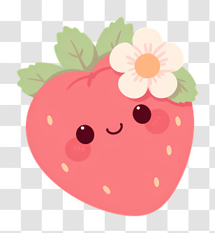 Kawaii Pink Strawberry Character Transparent PNG