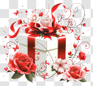 Valentine - Gift Box With Red Roses For Special Occasions Transparent PNG