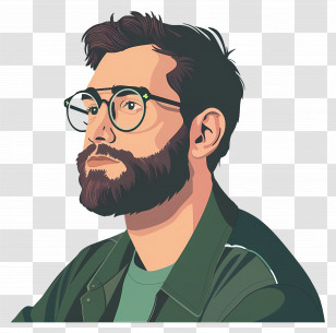 Software Developer - Illustrated Bearded Man With Glasses Transparent PNG
