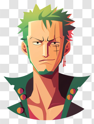 One Piece Roronoa Zoro - Stylized Anime Character Illustration In Warm Tones Transparent PNG