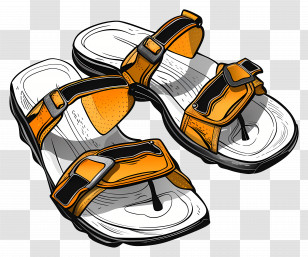 Sport Sandals - Yellow And Black Sandals Illustration Transparent PNG