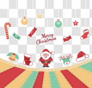 Santa Claus Candy Cane Christmas Ornament - Retro Cartoon Background Vector Material Transparent PNG