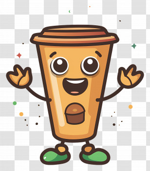 Coffee Kawaii - Cute Coffee Cup Cartoon Illustration Transparent PNG