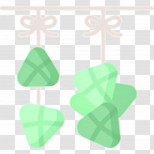 Zongzi - Hanging Green Triangles With Bows Transparent PNG