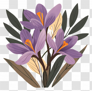 Saffron Flowers - Purple Crocus Flowers In A Natural Setting Transparent PNG