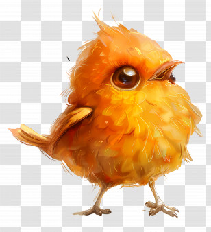 Orange Fluffy Bird - Orange Fluffy Bird Illustration Transparent PNG
