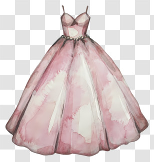 Cartoon - Elegant Pink Watercolor Dress Illustration Transparent PNG