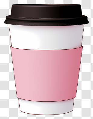 Pink Cup - Cute Pink Coffee Cup With Sleeve And Lid Transparent PNG