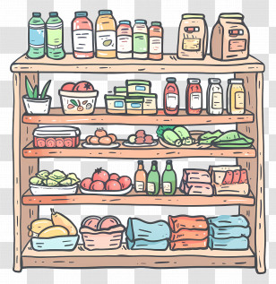 Grocery Shelf - Grocery Shelf With Various Products Transparent PNG