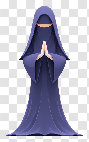 Muslim Woman In Chador Prays - Elegant Purple Niqab Woman Praying Transparent PNG