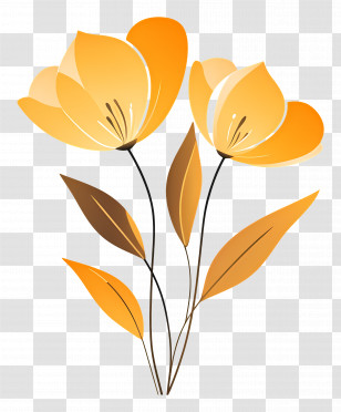 Flower Gold - Simple Yellow Flowers Transparent PNG