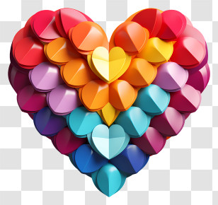 Heart - Rainbow Heart With Artistic Layered Design Transparent PNG