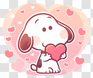 Snoopy Love - Adorable Dog Holding A Heart Transparent PNG