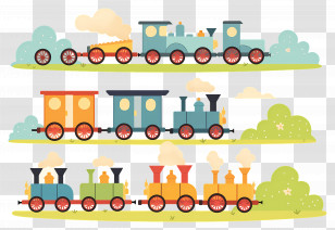 Cartoon Train - Colorful Cartoon Toy Train Illustration Transparent PNG