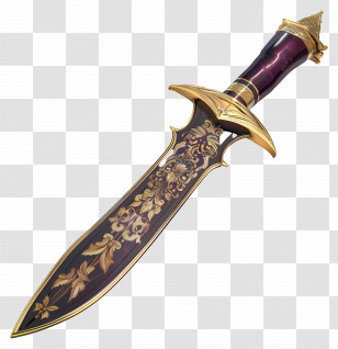 Knife - Ornate Dagger With Gold And Rich Embellishments Transparent PNG