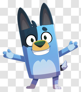 Bluey - Blue Cartoon Dog With Ears And Smile Transparent PNG