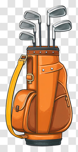 Golf Bag - Golf Clubs In Orange Bag Transparent PNG