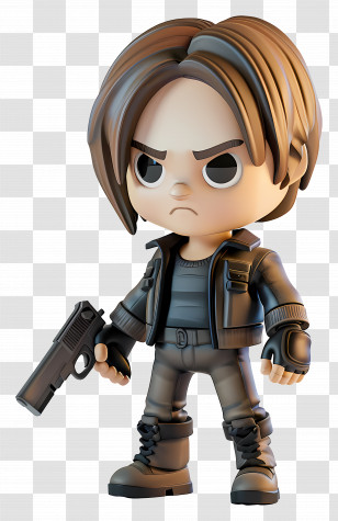 Leon Scott Kennedy Figure - Cartoon Action Character Holding Gun Transparent PNG