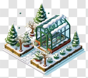 Winter Garden - Snow-Covered Greenhouse In A Wintry Setting Transparent PNG