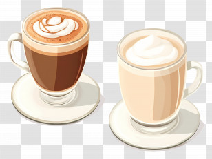 Cappuccino Coffee - Beautiful Latte And Cappuccino Coffee Cups Transparent PNG
