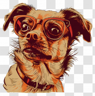 Dog - Stylish Dog In Glasses Sketch Transparent PNG