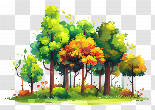 Nature Background - Colorful Forest With Autumn Trees Transparent PNG
