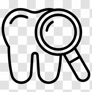 Tooth Check - Dental Checkup With Tooth And Magnifying Glass Icon Transparent PNG