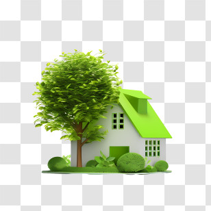 Eco House - Green House With Tree Illustration Transparent PNG