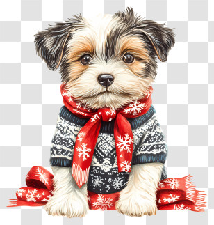 Christmas Puppy - Cute Puppy In Winter Scarf Transparent PNG