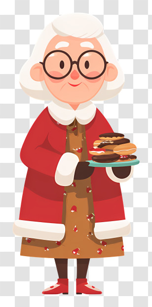 Mrs Claus Holding Chocolate Cookies - Mrs. Claus Offering Cookies Transparent PNG