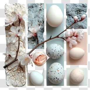 Easter Eggs - Decorative Eggs And Cherry Blossoms For Spring Transparent PNG