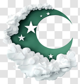 Pakistan Day - Crescent Moon With Stars And Clouds Transparent PNG