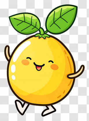 Lemon Kawaii - Happy Lemon Cartoon Transparent PNG