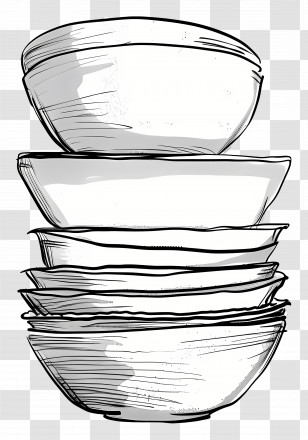 Stack Of Bowls - Stack Of Bowls And Dishes Transparent PNG