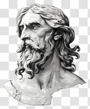 Ancient Man - Classical Bust Sculpture Of Bearded Man Transparent PNG