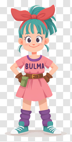 Bulma - Turquoise-haired Girl In Pink Dress Transparent PNG