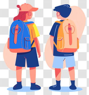 Students With Backpack - Kids With Backpacks Ready For School Transparent PNG