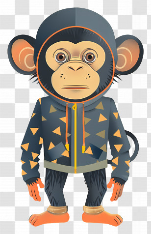 Monkey - Cartoon Monkey Wearing Cool Hoodie Transparent PNG