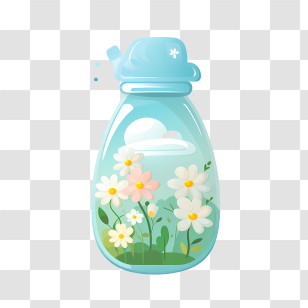 Milk Bottle - Cute Floral Decorative Bottle Design Transparent PNG