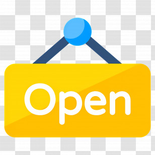 Open Sign - Bright Yellow Open Sign Transparent PNG