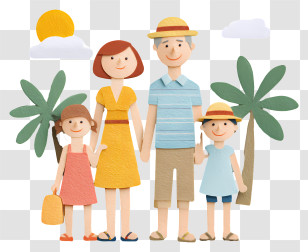 Family Vacation In Beach - Happy Family On Vacation Transparent PNG
