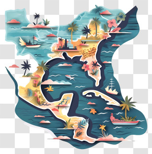 Bahamas - Colorful Tropical Island Map Transparent PNG