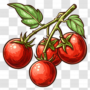 Cherry Tomatoes - Branch Of Fresh Red Ripe Tomatoes Transparent PNG